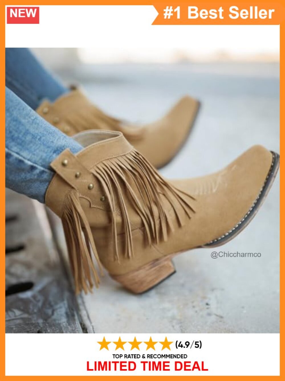 Faux Leather Fringe Western Cowgirl Ankle Booties - Picture 5 of 5